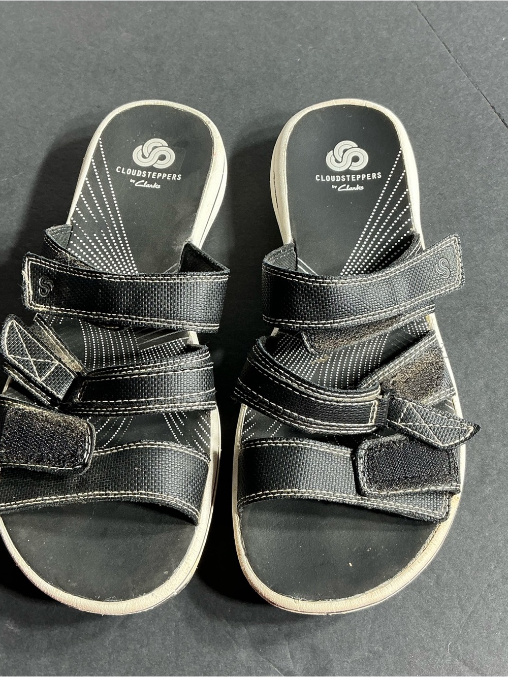 Cloudsteppers by Clarks Kids Black Triple-Strap Velcro Sandals
